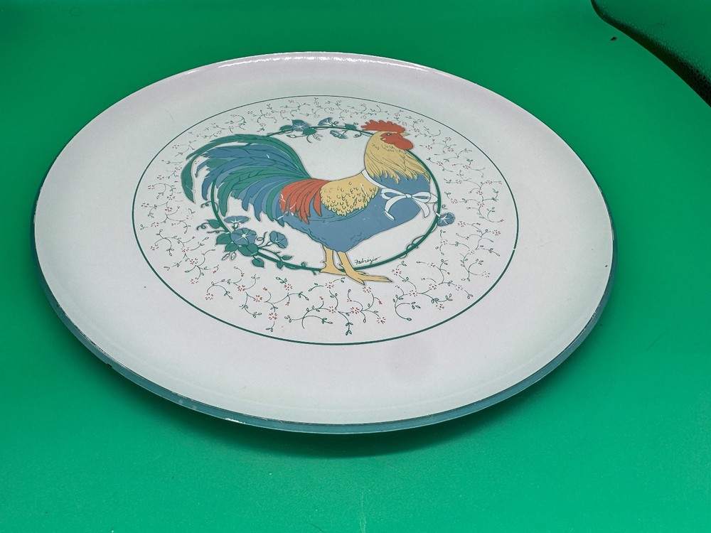 Vintage? Fabrizio George Good 13" Serving Platter (Rooster) Blue Signed