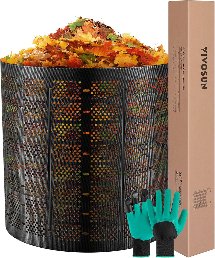 500 Gallon Outdoor Compost Bin, Expandable Composter, Easy to Setup & Large Capa