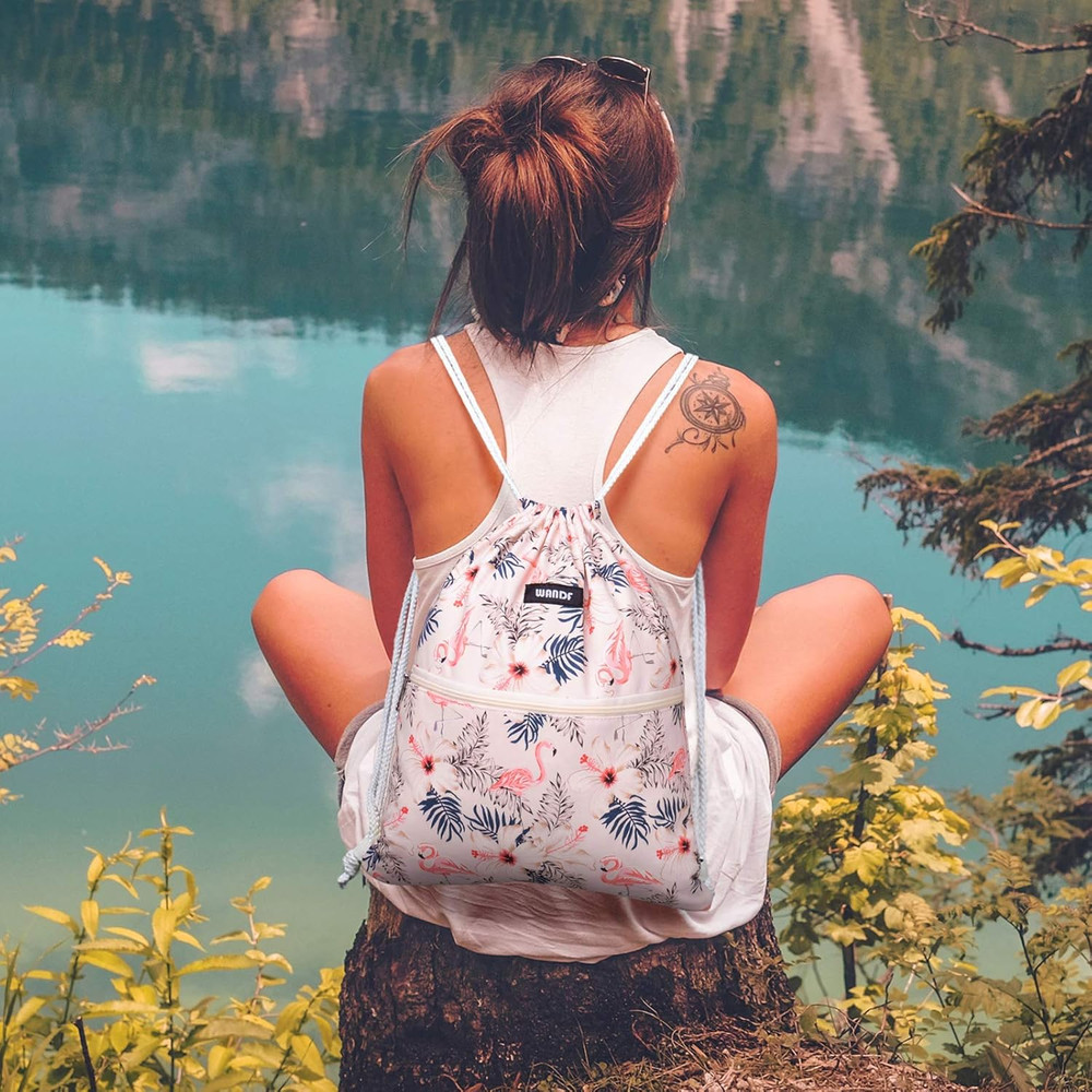 Drawstring Backpack String Bag Sackpack Cinch Water Resistant Nylon for Gym Shop