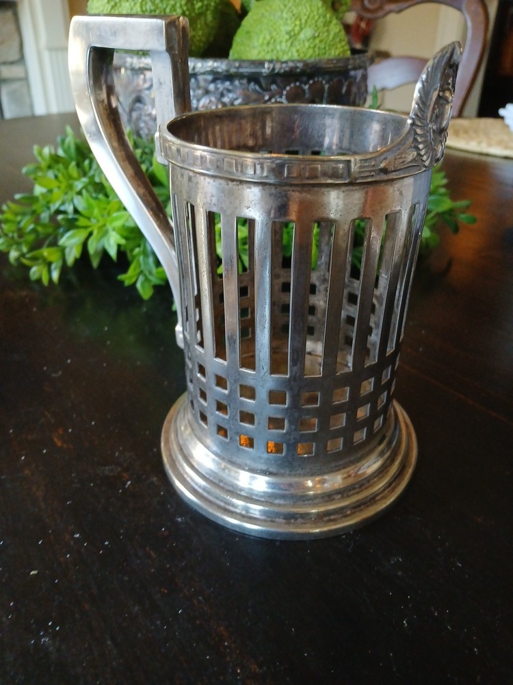 Heavy VINTAGE Silver Metal Ware CUP HOLDER 2 Pints