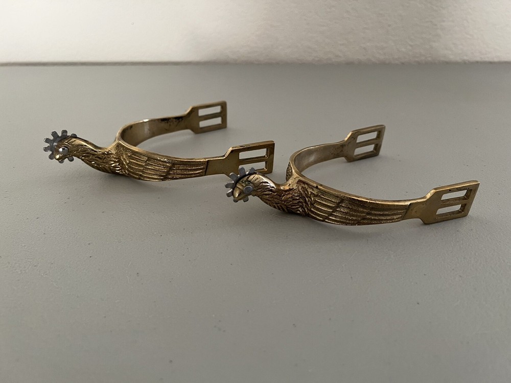 Western Vintage Single Solid Brass Spurs Set