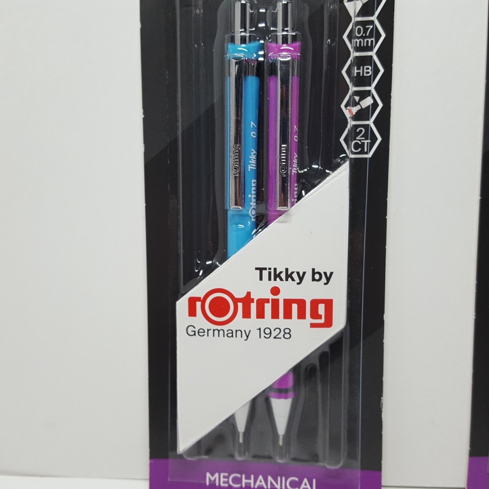 Two Pairs rOtring TIKKY .7mm Triangular Barrel Mechanical Pencils & Pentel Leads