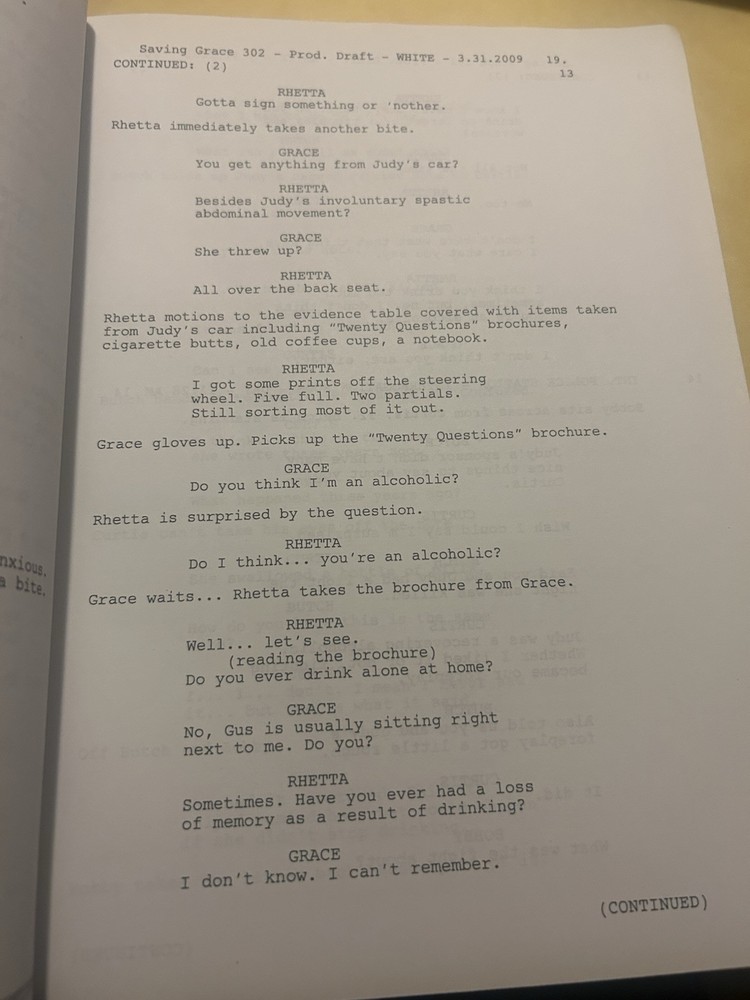 ORIGINAL SCRIPT SAVING GRACE SHE'S A LUMP HOLLY HUNTER LEON RIPPY