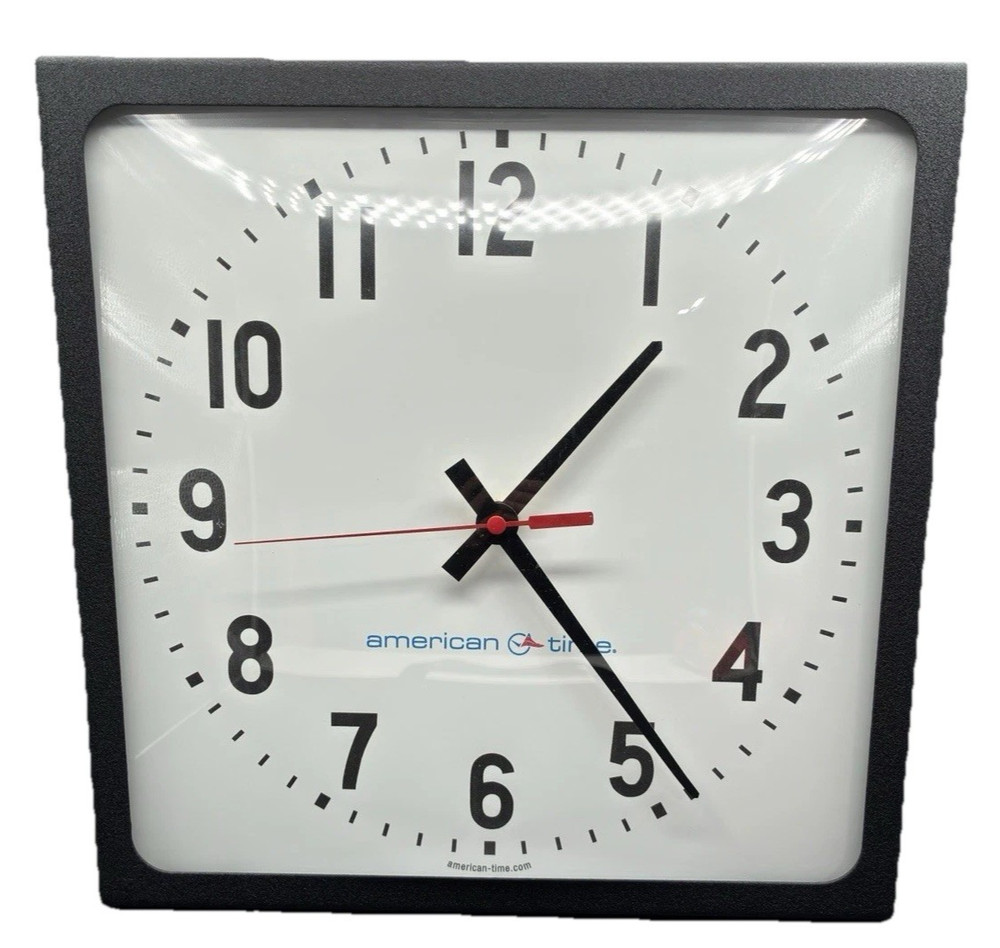 American Time AllSync Plus 120V 12" Square Clock U58BHAA591 Synchronous Wired
