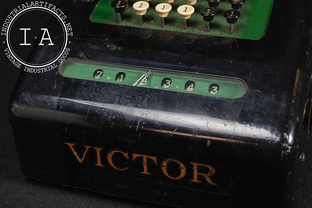 Vintage Mechanical Adding Machine with Paper Roll by Victor