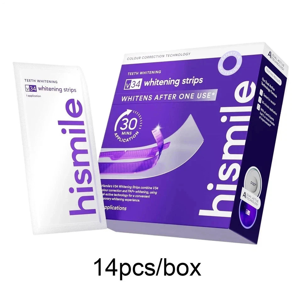 V34 Purple Teeth Whitening Strips – Stain Removal with Whitening & Color Correct