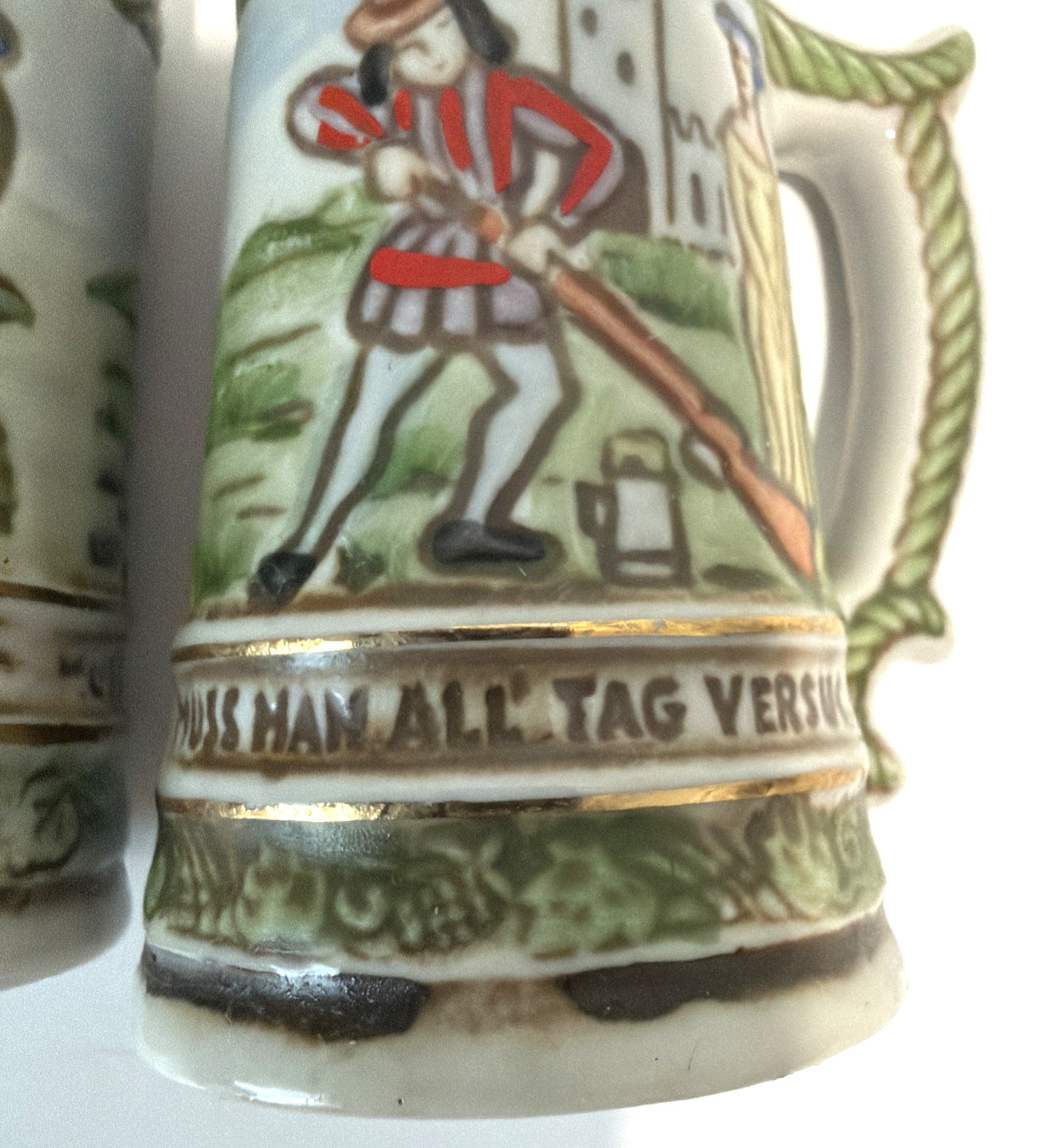 Vintage Ceramarte Rio Negrinho Brazil GERMAN mini beer steins hand painted set 2