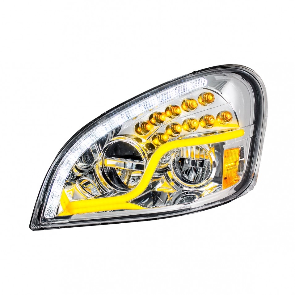 2008-2017 Freightliner Cascadia LED Headlight Chrome - Driver