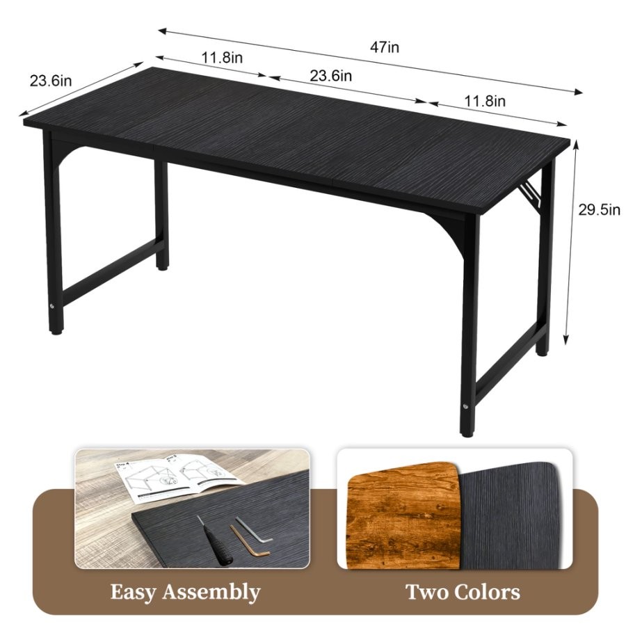 47 Inch Versatile Computer Desk Home Office Study Gaming Easy Assembly Modern
