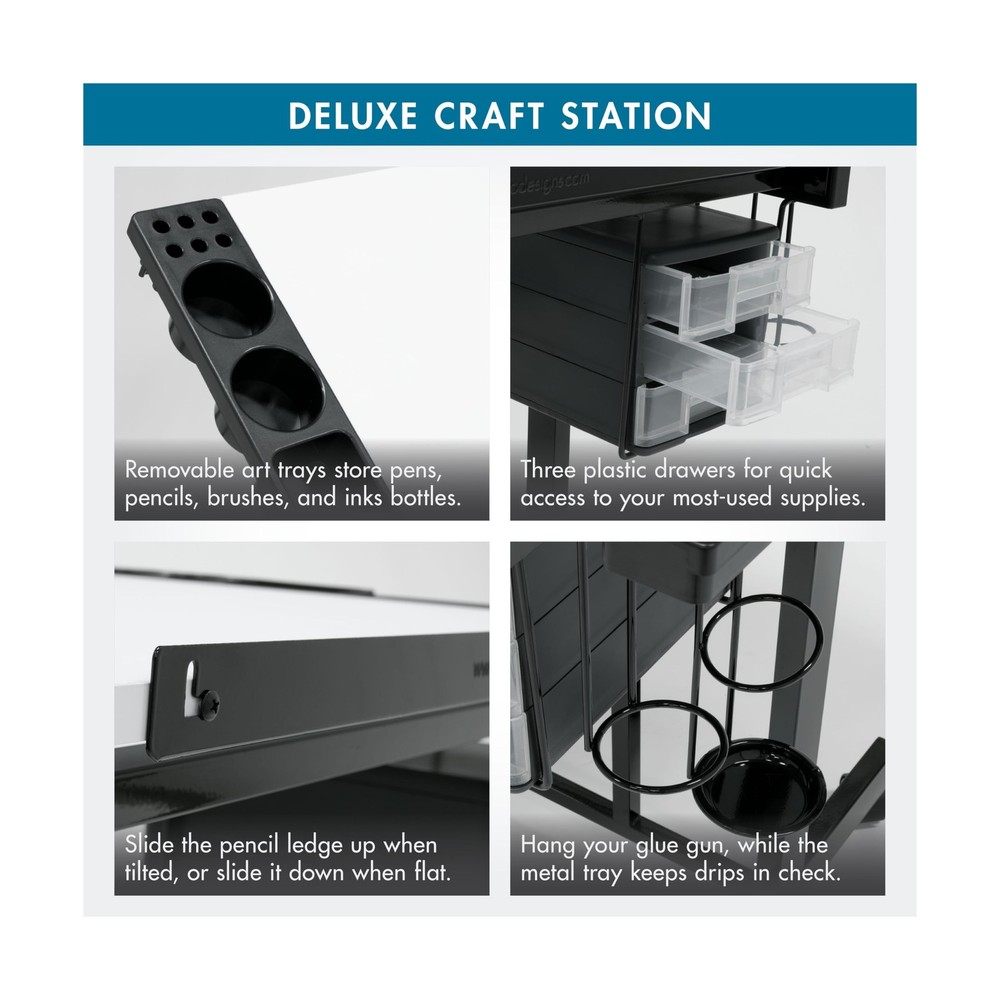 Studio Designs Deluxe Craft Station, Top Adjustable Drafting Table Craft Tabl...