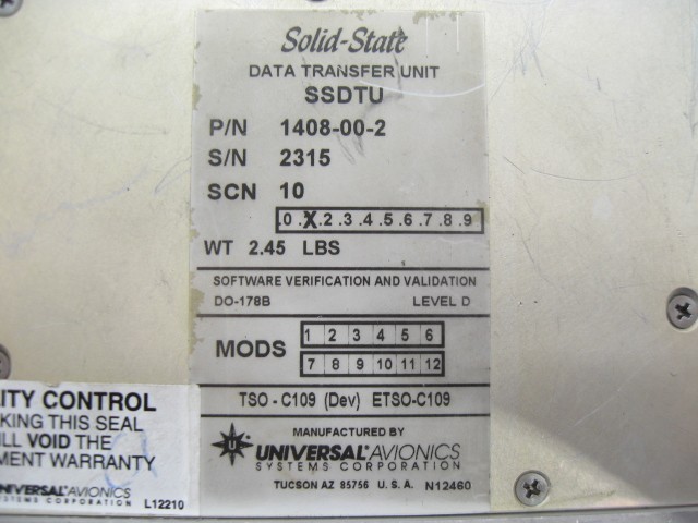 Universal Avionics SSDTU Solid State Data Transfer Unit - PN: 1408-00-2