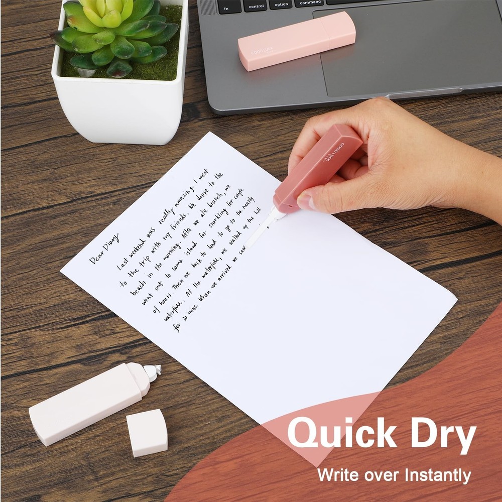 6Pcs Mini White Correction Tapes, Quick Dry Smooth Pull Out for Writing, 118F...