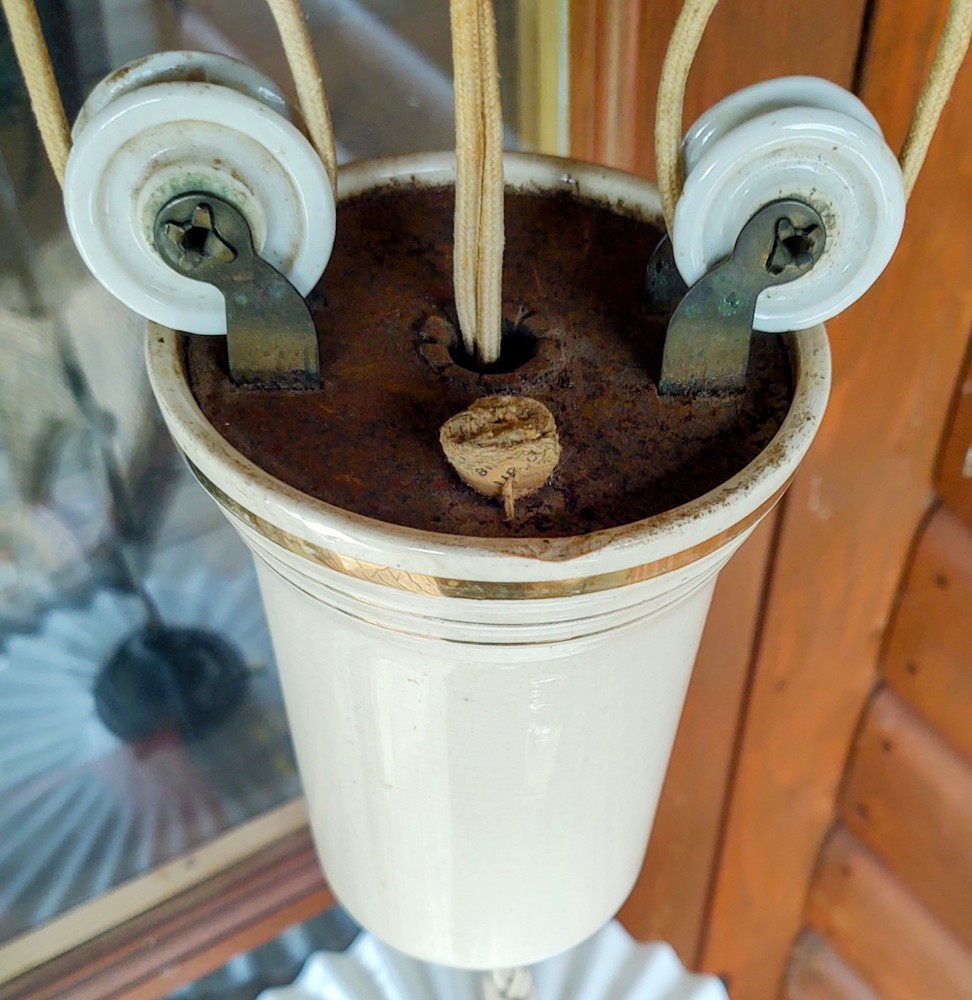 Antique Rise and Fall Pendant Light Art Deco Ceramic