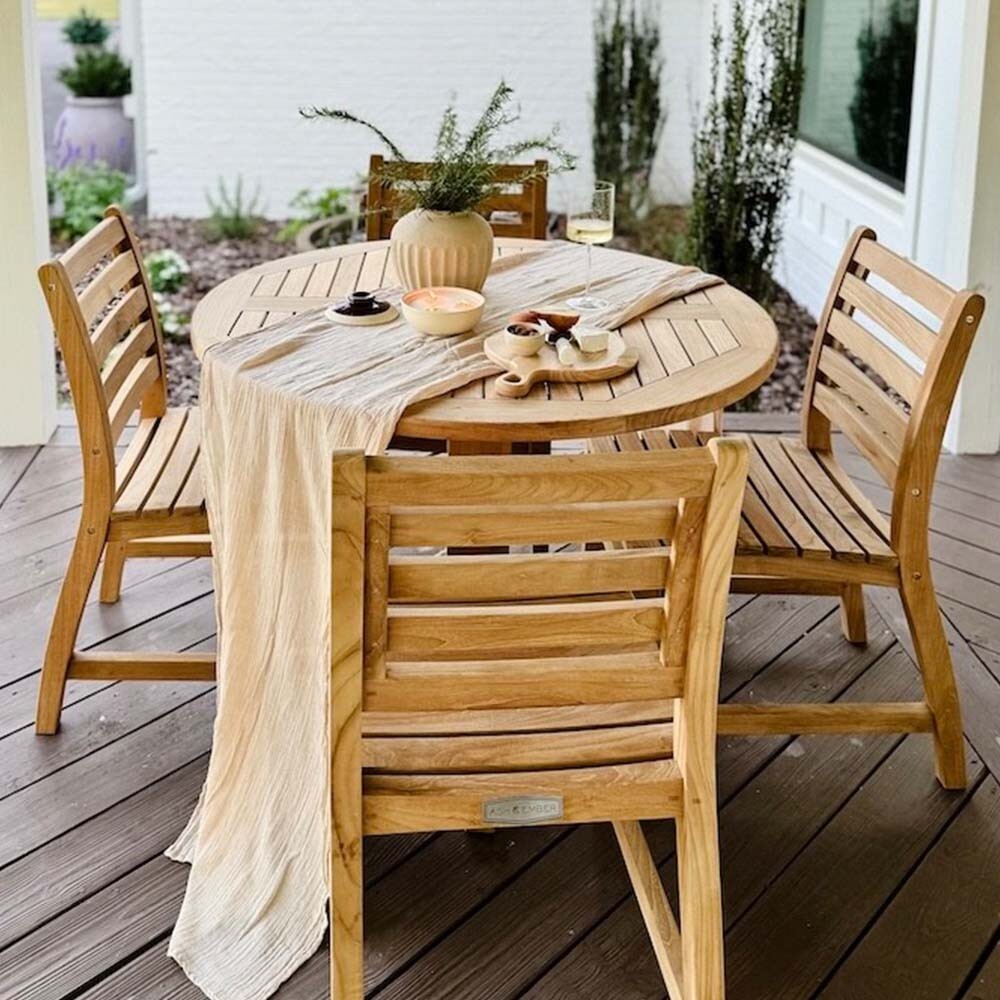 Ash & Ember Grade A Teak 42" Round Dining Table, Weather-Resistant