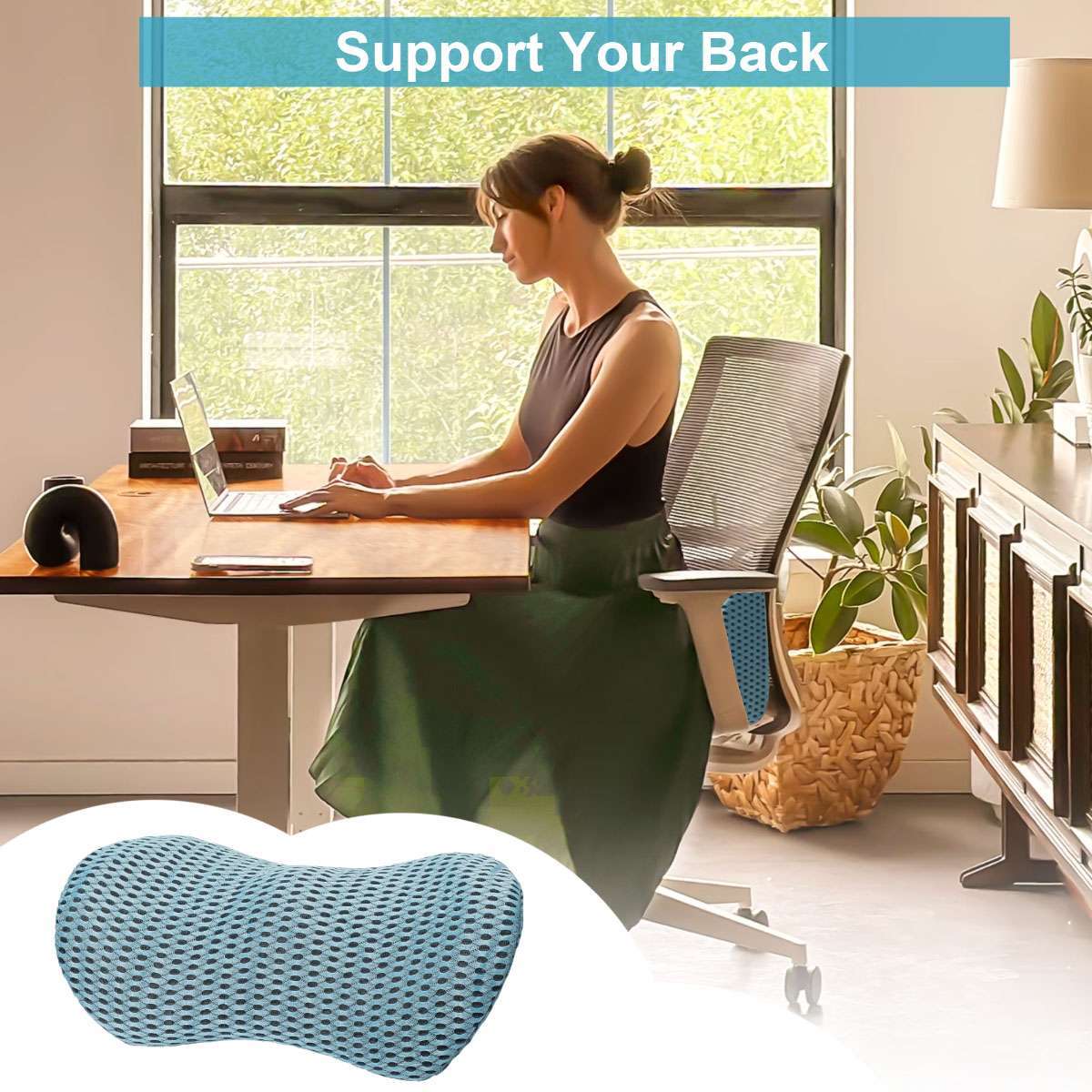 Comfort Lumbar Support Pillow Memory Foam Back Pain Relief For Desk /Car Chair