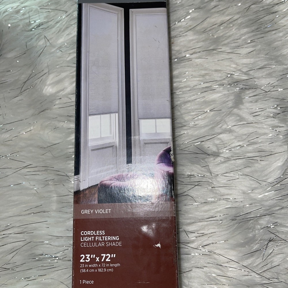 Richfield Studios Cordless light filtering Cellular Shade 23" x 72” grey new