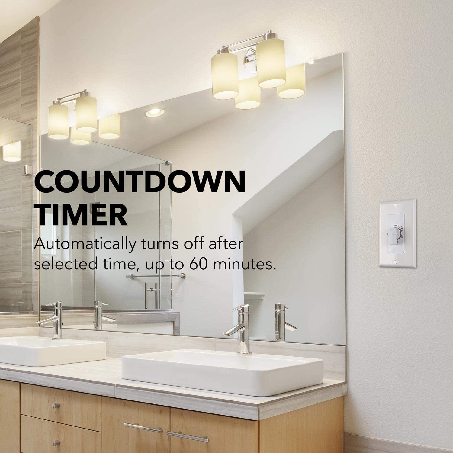 BN-LINK Heavy Duty 60-Minute In-Wall Spring Loaded Countdown Timer, Mechanical