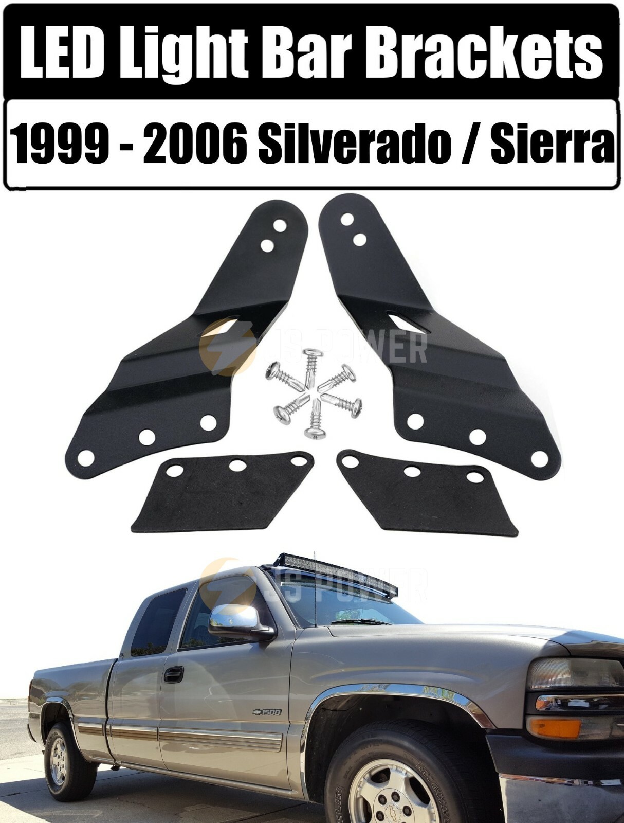 LED Light Bar Mounting Brackets 52" Curved Light Bar for 99-06 Silverado/Sierra