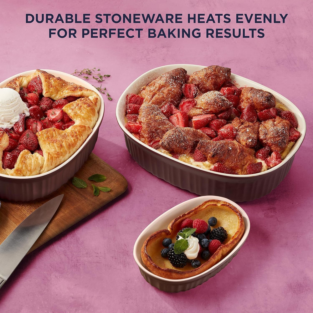 Durable 10-Piece Ceramic Bakeware Set with Lids - Chip Resistant Stoneware