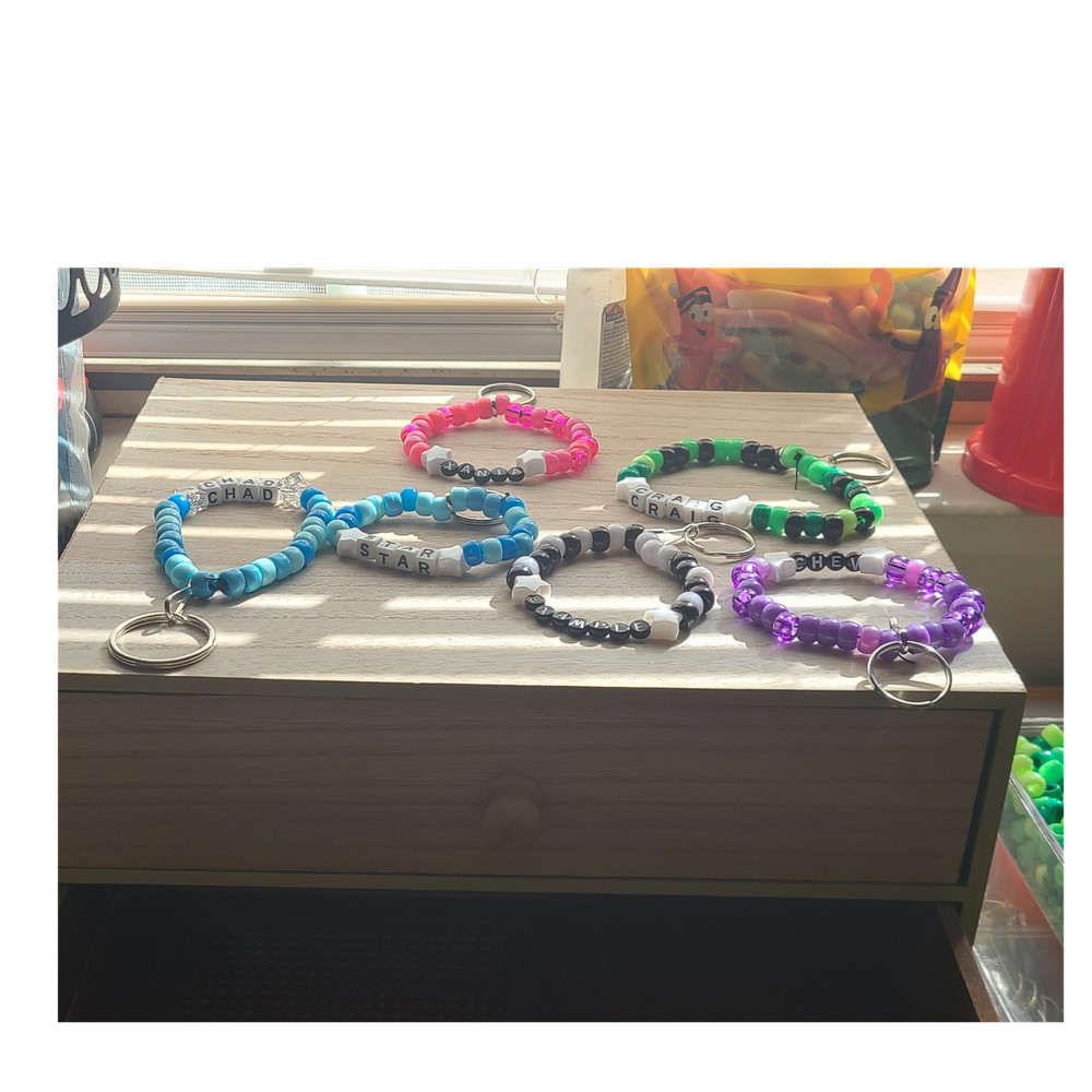 Handmade Beaded Keychains Assorted Colors Personalized Names