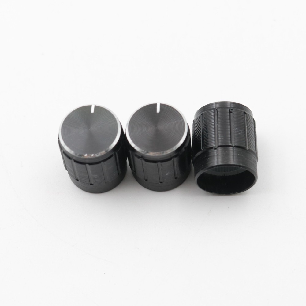 100Pcs Black 15x17mm Aluminum Alloy Potentiometer Control Volume Knobs