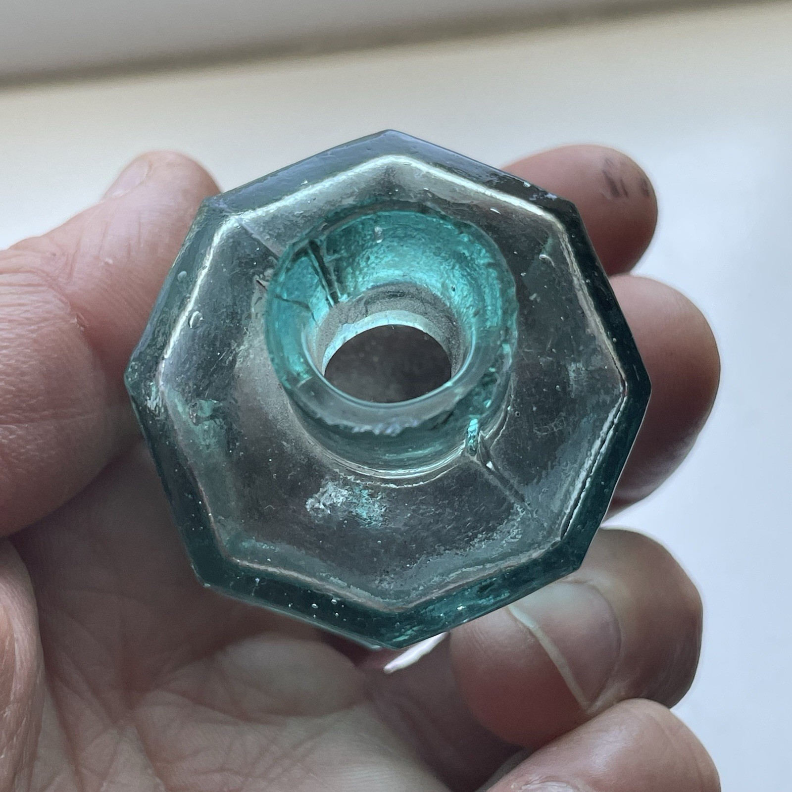 Antique Victorian Era Burst Top 8 Sided Ink Bottle