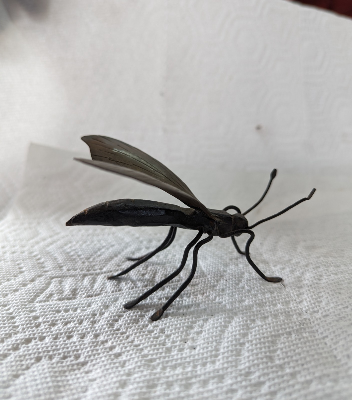 Japanese Okimono Vintage Brass Iron Insect Sculpture Bee 5"