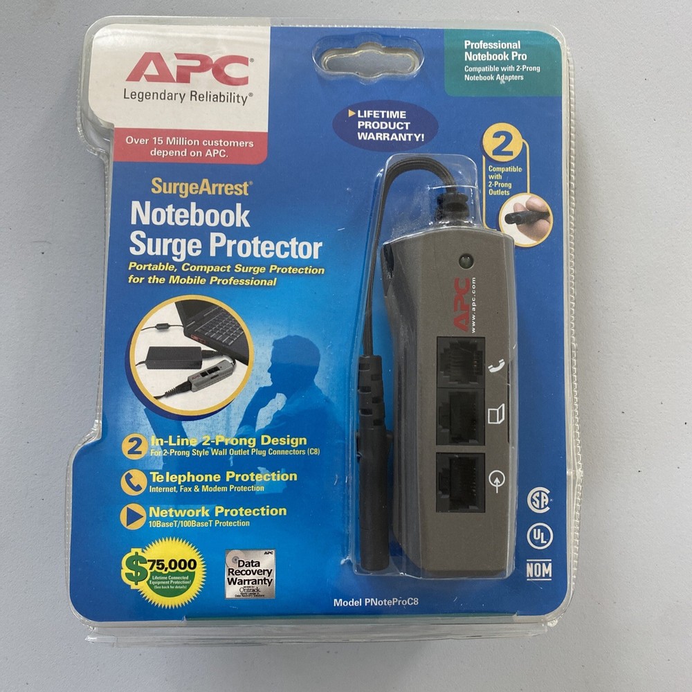 APC - Model PNOTEPROC8 Notebook Surge Protector Telephone & Network Protection
