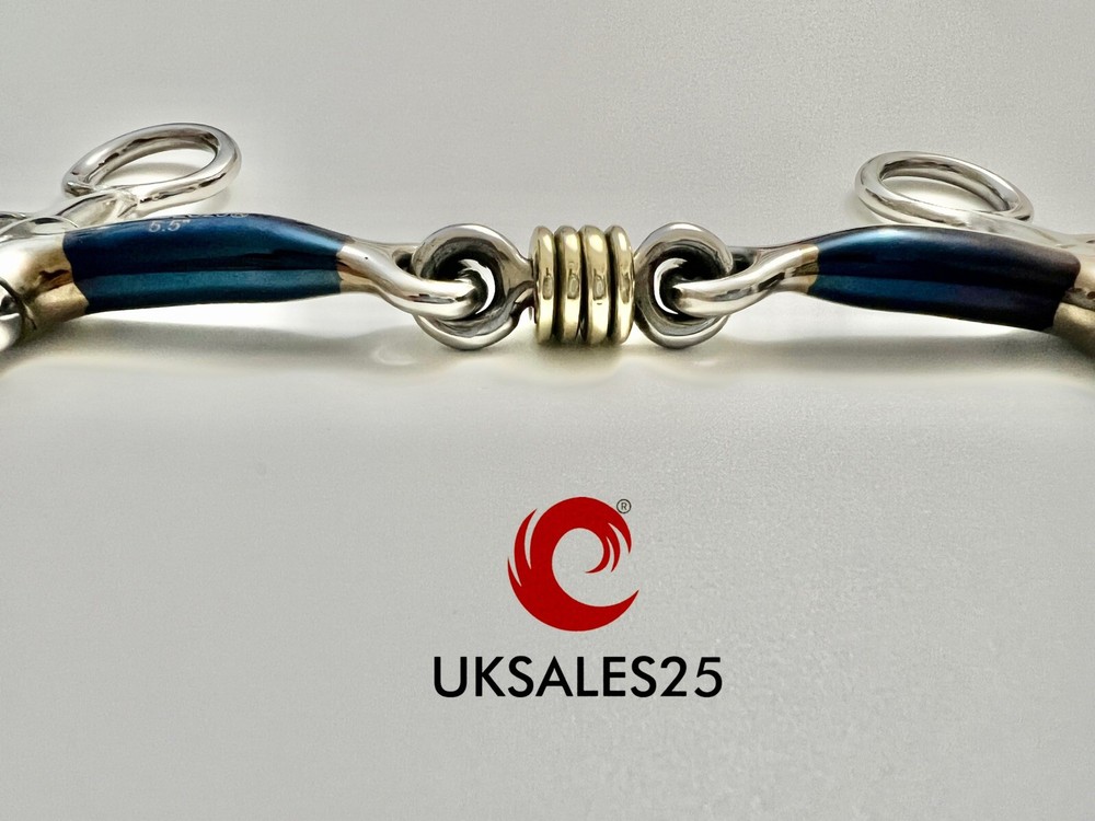 Hanging Cheek Snaffle Blue Sweet Iron / Brass Roller links *SAME DAY DISPATCH*