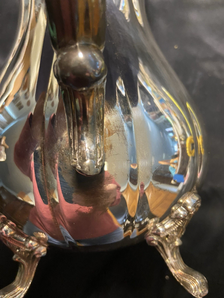 Vintage 80s Sheffield Silver Co Footed Water Pitcher Holloware S8506 9" Tall