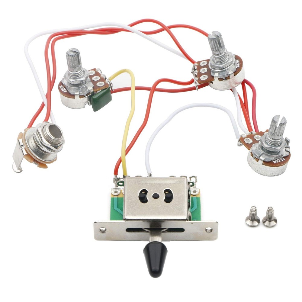 Complete Prewired Stratocaster Wiring Harness with Cream Knobs & 5-Way Switch