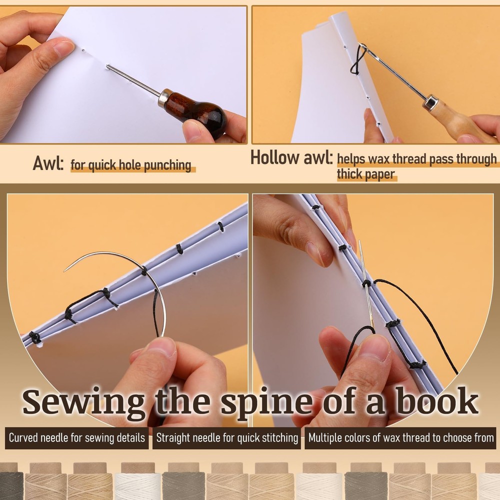 41 Pcs Book Binding Kits 3 Pcs Bone Folder Paper Creaser Paper Folding Tool B...