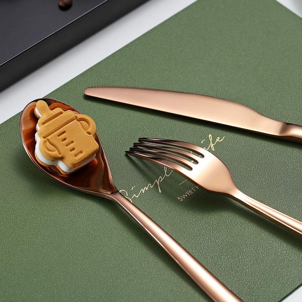 Silverware Set 20 Pieces, Stainless Steel Flatware Set, Titanium Plated Rose ...