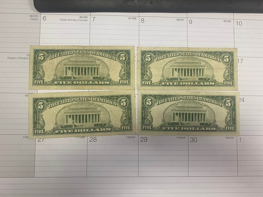 100pcs 1963 Red Seal $5 Notes Pack Old U.S Currency****