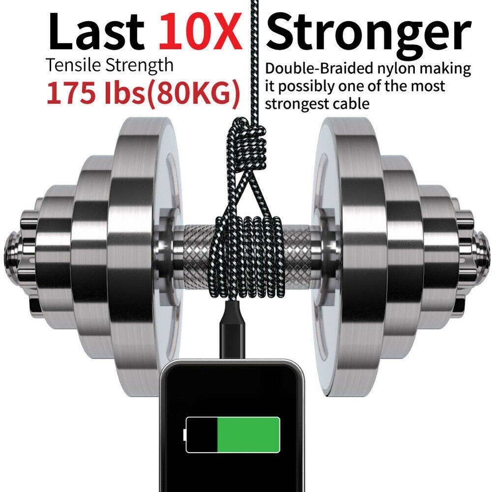 3Pack Braided USB C Type-C Fast Charging Data SYNC Charger Cable Cord 3/6/10FT