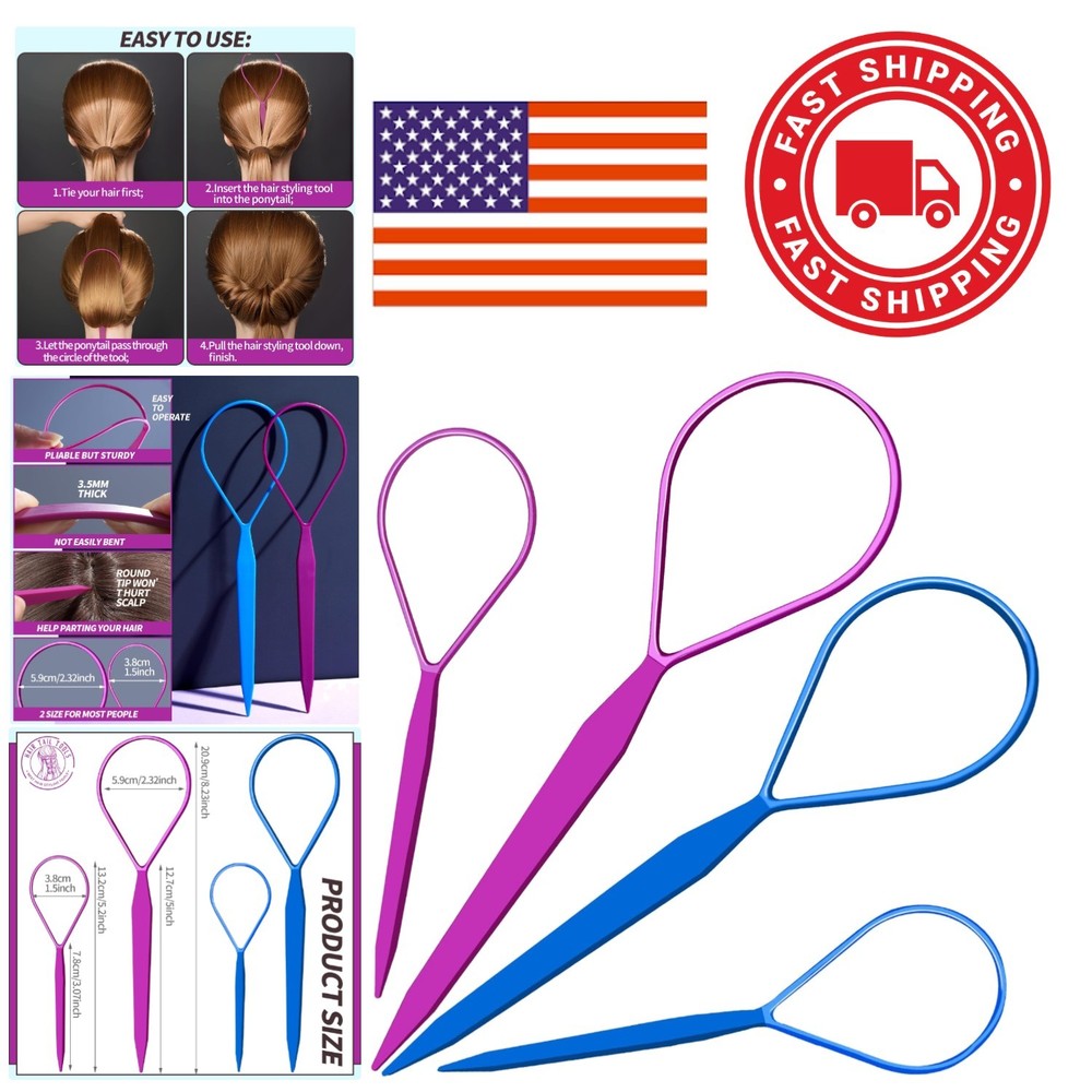 Ponytail Pull Through Tool for All Hair Types Lightweight and Easy to Use