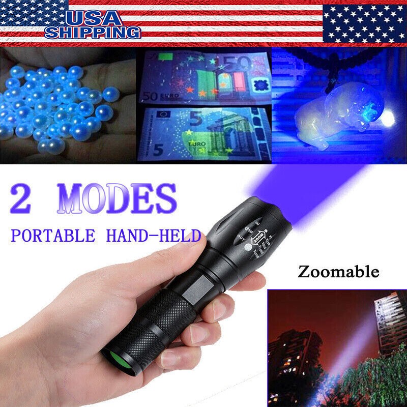 UV Flashlight Black Light Super Bright 120000lm Torch Ultra Violet Lamp LED