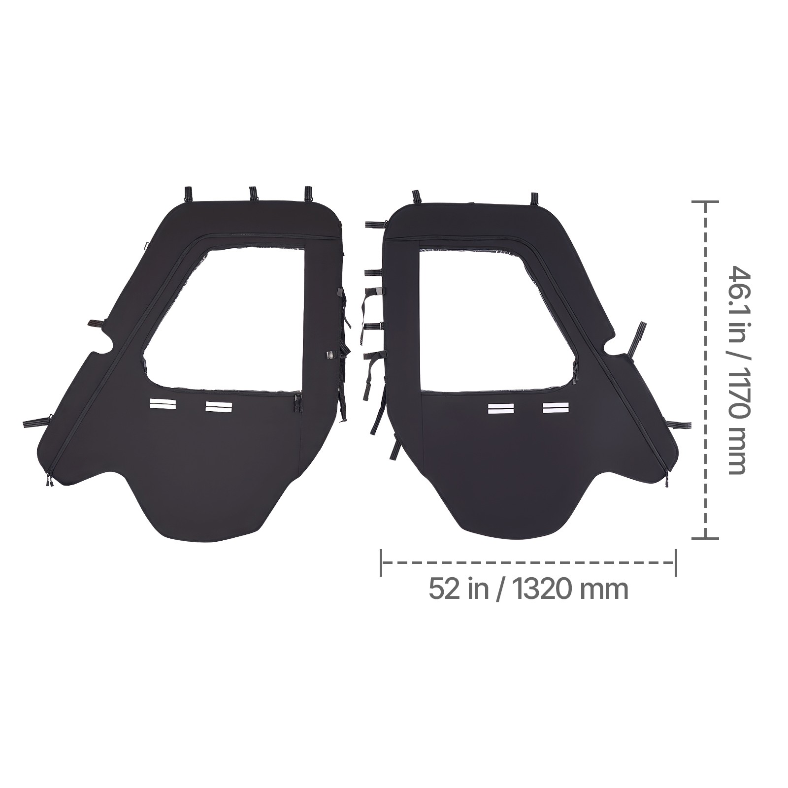 Soft UTV Cab Enclosure Upper Doors Zipper Set for Hisun 500 700/Axis 500 700