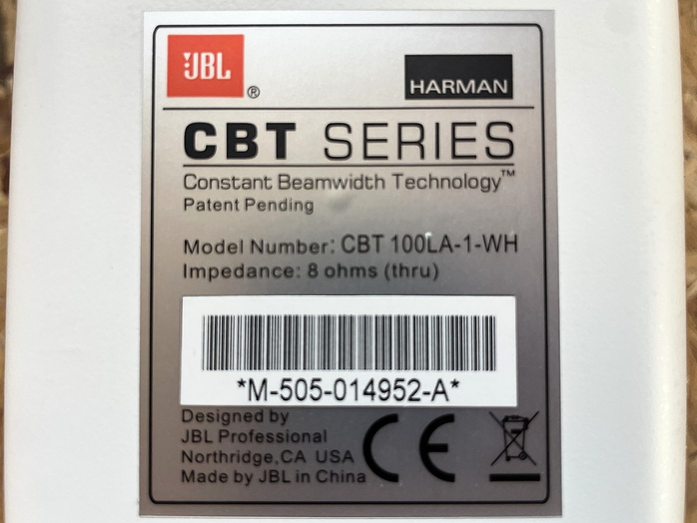 JBL CBT 100LA-1-WH COLUMN LINE ARRAY LOUDSPEAKER