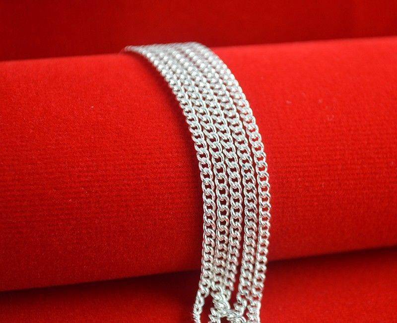 Wholesale 10pcs 925 Sterling Solid Silver Plated 2mm Curb Chain Necklace 16"-30"