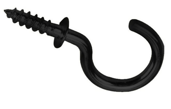 3/4" Cup Hook Black w/Shoulder (100 PER BAG)