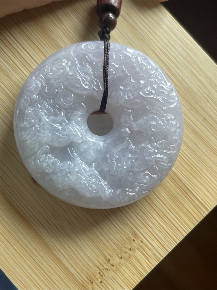 純天然翡翠A貨 老坑冰淡紫羅蘭 九龍平安環 帶國檢證書Genuine Grade A Burma Jade