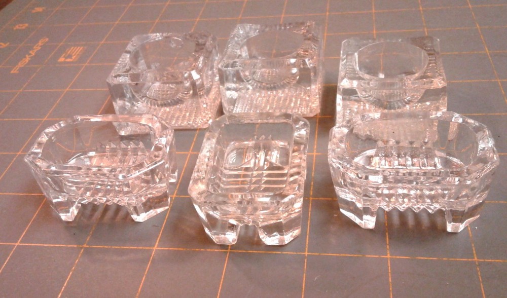 Antique 6 Glass Open Salt Cellar Dips