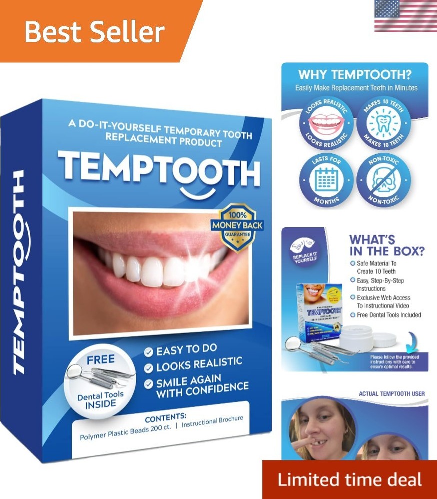 Trusted Patented Temporary Tooth Replacement Kit - Size 3cm - Color Natural -...