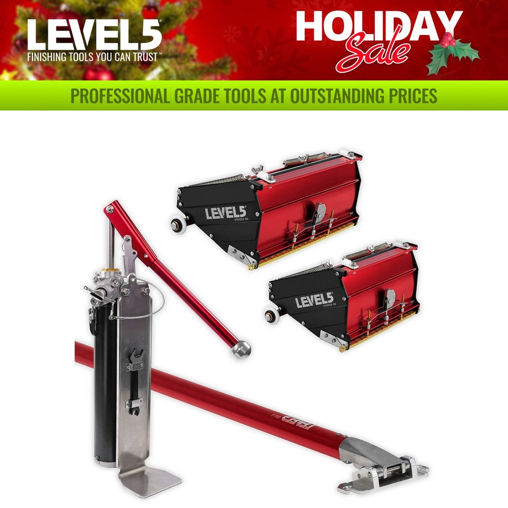 LEVEL5 Drywall Finishing Set MEGA 7" 10" Boxes, Extendable Handle, Pump | 4-615