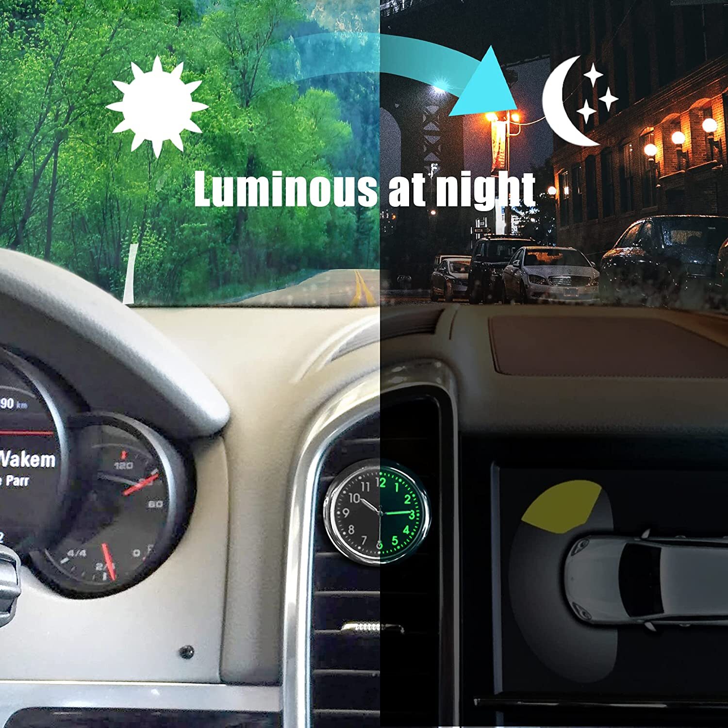 Betus Car Dashboard Clock - Mini Tiny Small Analog Clock Watch for Vehicle