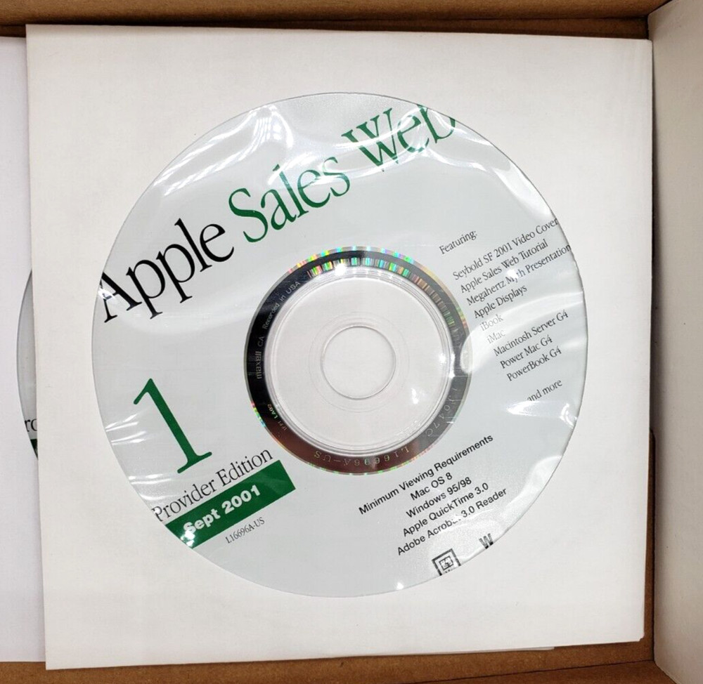 Apple Computer 2 DVD Set Sept 2001 Apple Sales Web Provider Edition Training