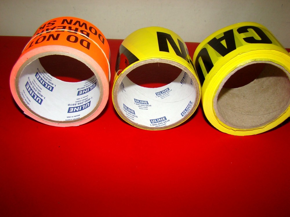 YELLOW CAUTION BARRICADE WARNING SAFETY & DO NOT BREAK DOWN SKID TAPE