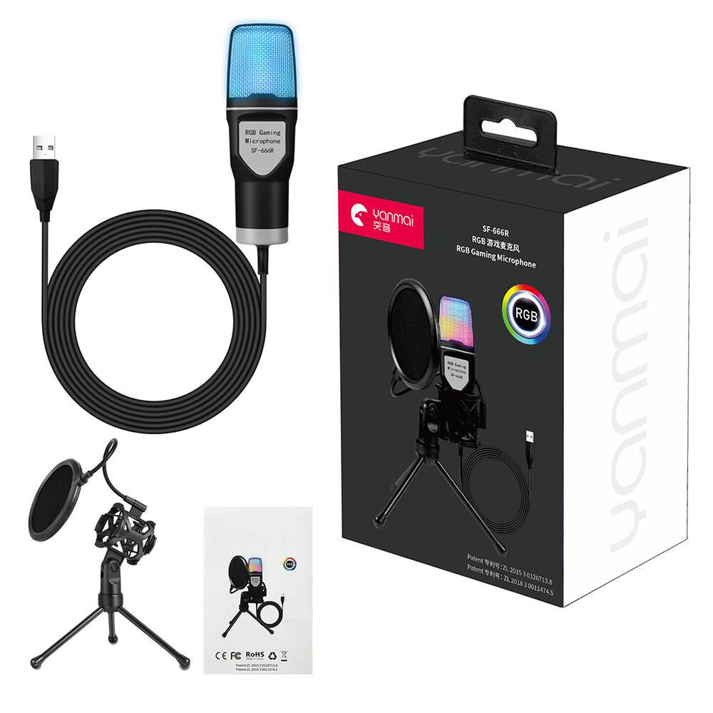 Desktop Condenser Microphone Mic Kit Broadcasting Studio Recording for PC Laptop