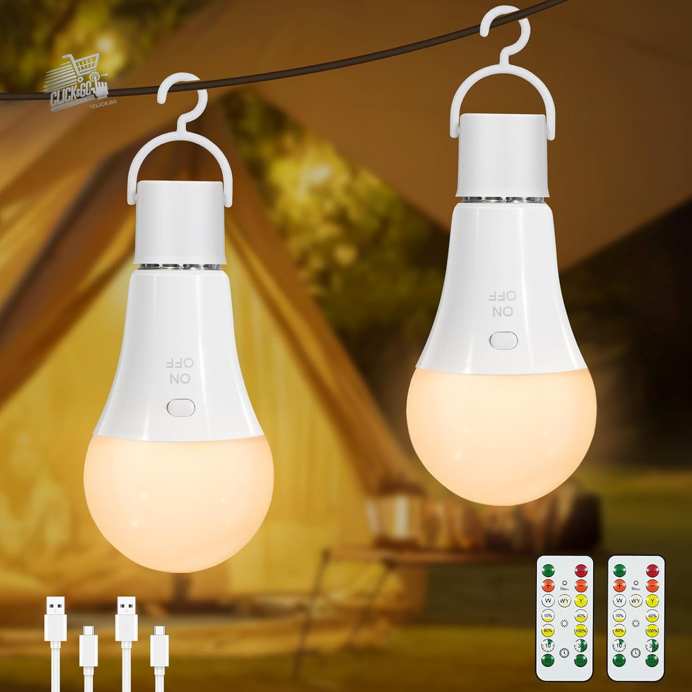 E27 LED Bulb Rechargeable Battery Emergency Remote Control Camping Dimmerab